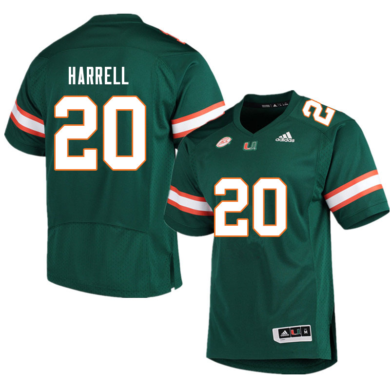 Men #20 Jalen Harrell Miami Hurricanes College Football Jerseys Sale-Green - Click Image to Close